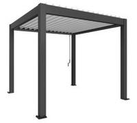 Pergola biolimatique autoportante 3 x 3 manuelle acier coloris gris foncé lames orientables blanches Biohort