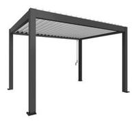 Pergola biolimatique autoportante 5 x 3 manuelle acier coloris gris foncé lames orientables blanches Biohort