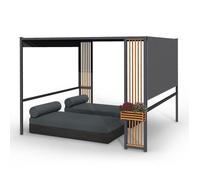 Pergola - Blumfeldt Valence - 3x3 m - UV50+ - Entretoise verticales - Panneau solaire - Gris foncé