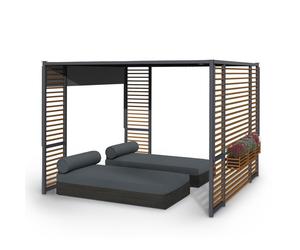 Pergola - Blumfeldt Valence - 3x3 m - UV50+ hydrofuge - Panneau solaire - Gris foncé