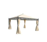 Pergola Cadiz, Pavillon De Jardin, Cadre Stable À 7cm Avec Paroi Et Moustiquaire Crème 4x4m Gris