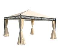 Pergola Cadiz, Pavillon De Jardin, Cadre Stable À 7cm Avec Paroi Et Moustiquaire Crème 4x4m Gris