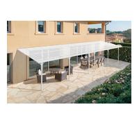 Pergola/Carport adossée - Abri de voiture - Cazeboo - KLEO - 11x3m - Blanc - Aluminium - 33m² - Toit polycarbonate