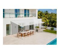 Pergola/Carport adossée - Abri de voiture - Cazeboo - KLEO - 5,5x3m - Blanc - Aluminium - 16,5m² - Toit polycarbonate
