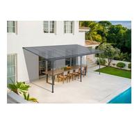 Pergola/Carport adossée - Abri de voiture - Cazeboo - KLEO - 5,5x3m - Gris - Aluminium - 16,5m² - Toit polycarbonate