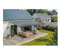 Pergola/Carport adossée - Abri de voiture - Cazeboo - KLEO - 5x3m - Gris - Aluminium - 15m² - Toit polycarbonate