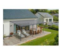 Pergola/Carport adossée - Abri de voiture - Cazeboo - KLEO - 6x3m - Gris - Aluminium - 18m² - Toit polycarbonate