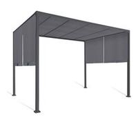 Pergola coulissante 2 pans 3x3 M belvédère de jardin toile gris anthracite G