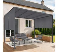 Pergola Coulissante 2 Pans 3x3 M Belvédère De Jardin Toile Gris Anthracite Gris