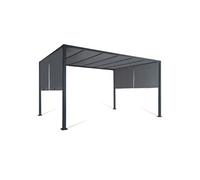 IDMarket – Pergola coulissante 3x4 m – Belvédère 2 pans – Toile gris anthracite