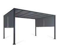 IDMarket – Pergola coulissante 3x4 m – Belvédère 2 pans – Toile gris anthracite