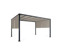 IDMarket - Pergola coulissante 2 pans 3x4 M belvédère de Jardin Toile Taupe