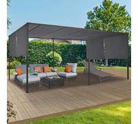 IDMARKET Pergola coulissante 2 pans 3x6 M belvédère de jardin toile gris anthracite