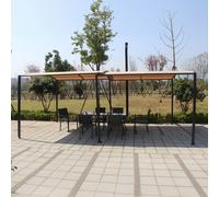 Pergola Coulissante Extensible Et Carport 9m² Jusqu'à 16m² Gris Et Bei Beige