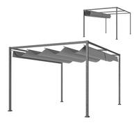 Outsunny Pergola coulissante pergola rétractable 4 x 3 m Structure métal époxy anticorrosion Toile Polyester Haute densité 180 g/m² Incluse Gris foncé