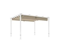 Pergola coulissante rétractable 3 x 4 m aluminium blanc toile UPF30+ kaki