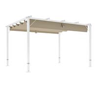Outsunny Pergola Jardin extérieur en Aluminium 3 x 4 m pergola coulissante rétractable, tonnelle de Jardin, Polyester Haute densité 180g/m², abri Soleil UPF30+, pour terrasse, Patio, Cour, Blanc
