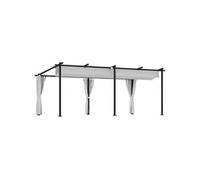 Pergola jardin exterieur 3 x 6 m - Outsunny - toit coulissante rétractable - parois latérales - abri soleil UPF30+ - gris