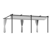 Outsunny Pergola Jardin Exterieur 3 x 6 m pergola coulissante rétractable avec parois latérales, tonnelle de Jardin, Polyester Haute densité 180g/m², abri Soleil UPF30+, pour terrasse, Patio, Gris
