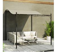Pergola de jardin adossée 2.5x3x2.5 m avec toit résistant aux intempéries et 16 trous de drainage en métal blanc