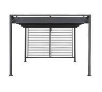 Pergola de jardin en acier et polyester coloris gris - Longueur 300 x largeur 300 x hauteur 230 cm --