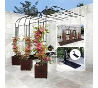 Pergola de jardin en métal pour grimper, treillis extérieur, décoration demi-face, arche pour plantes de 120 cm à 300 cm, options finition noire (l 180 x H 240 cm)