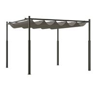 Pergola de jardin exterieur - Outsunny - 3 x 3 m - toit rétractable et fixation magnétique - abri soleil UPF30+ - gris