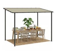 Outsunny Pergola de Jardin 3 x 2 m, pergola adossée tonnelle de Jardin avec Structure métallique et Trous de Drainage, abri Solaire extérieur pour terrasse ou Balcon, crème