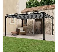 Pergola de Jardin, Toit à Lames Orientables 3x4 m, Structure Aluminium Robust, Toile Polyester Imperméable, pour Terrasse, Jardin, Piscine, Couleur Anthracite, 3 x 4 x 2.05/2.25 m