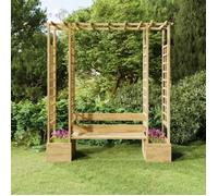 vidaXL Pergola de jardin 318565 – Bois de pin massif, banc et jardinières intégrées