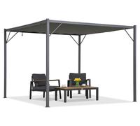 Pergola de terrasse Anthracite Malaga 3x3m avec moustiquaire et rideaux Garden Point
