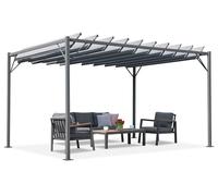 Pergola de terrasse Anthracite Malaga 3x4m avec moustiquaire et rideaux Garden Point