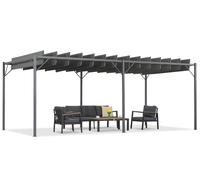 Pergola de terrasse Anthracite Malaga 3x6m avec moustiquaire et rideaux Garden Point