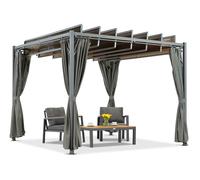 Pergola de terrasse anthracite Paros 3x3m avec moustiquaire et rideaux Garden Point