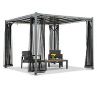 Pergola de terrasse anthracite Paros 3x3m avec moustiquaire Garden Point