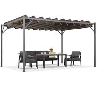Pergola de terrasse anthracite Paros 3x4m avec moustiquaire et rideaux Garden Point