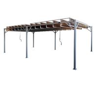 Pergola de terrasse anthracite Paros 3x6m avec moustiquaire et rideaux Garden Point