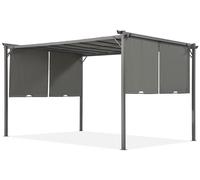 Pergola de terrasse Anthracite Sevilla 4x4m avec moustiquaire et rideaux Garden Point