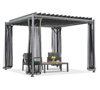 Pergola de terrasse Anthracite Tasos 3x3m avec moustiquaire Garden Point