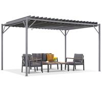 Pergola de terrasse Anthracite Tasos 3x4m avec moustiquaire Garden Point