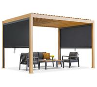 Pergola de terrasse autoportante Lagos 3x4 avec volets roulants latéraux en bois Garden Point de 3m - anthracite