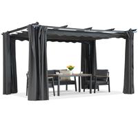 Pergola de terrasse Barbados 4x4 m avec rideaux Garden Point anthracite