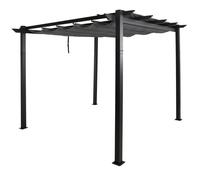 Pergola - DÉCOSHOP26 - 3x3 m - Toit coulissant - Toile polyester 180g UV50+ - Structure alu 8x8cm