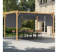 Pergola Édition Exclusive Effet Bois Toit Rétractable 3x4 M Et 4 Stores Gris Anthracite