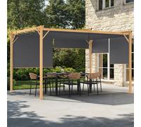IDMarket Pergola Édition Exclusive Effet Bois Toit rétractable 3x4 m 4 stores Gris Anthracite