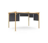 IDMarket Pergola Édition Exclusive Effet Bois Toit rétractable 3x4 m 4 stores Gris Anthracite