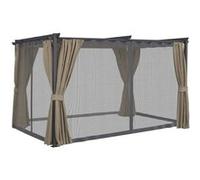 IDMarket Pergola Édition Intégrale avec moustiquaire toit rétractable 3x4 m 4 rideaux Taupe