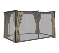 IDMARKET Pergola édition intégrale moustiquaire toit rétractable 3x4 M et 4 rideaux taupe
