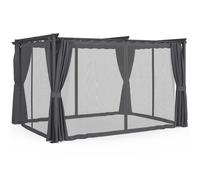 IDMarket Pergola Édition intégrale moustiquaire toit rétractable 3x4M 4 rideaux gris