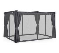Pergola édition intégrale moustiquaire toit rétractable 3x4M et 4 rideaux gris